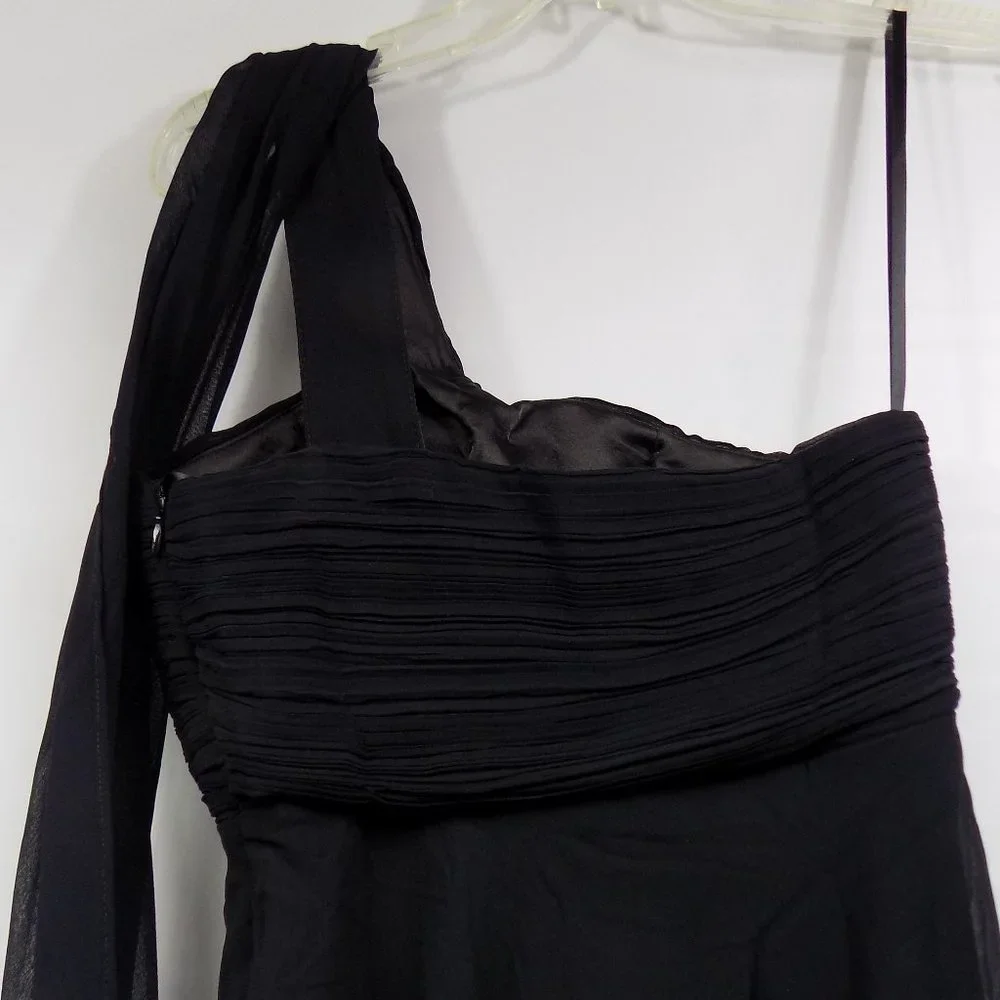 Ever Pretty Black Pleated Bodice One Shoulder Dress Size 4 NWT - Picture 8 of 12